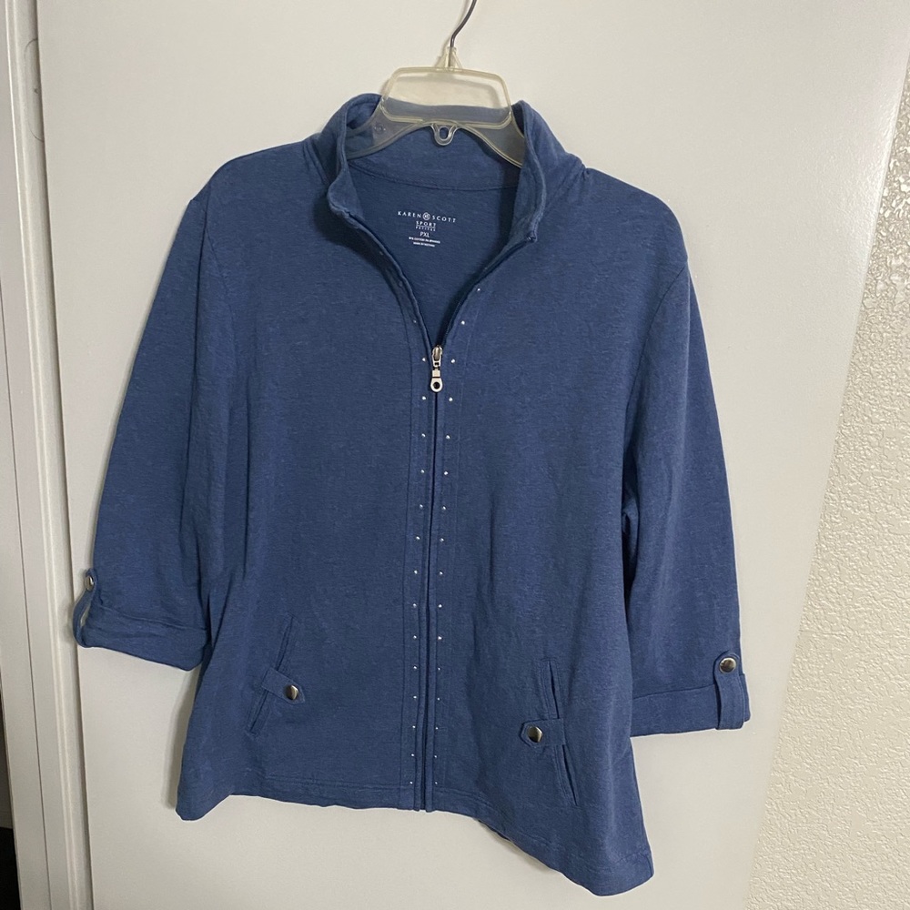 Karen Scott PXL blue zip up